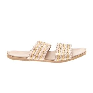 NWT Avellini Raffia Tan and Cream Sandals